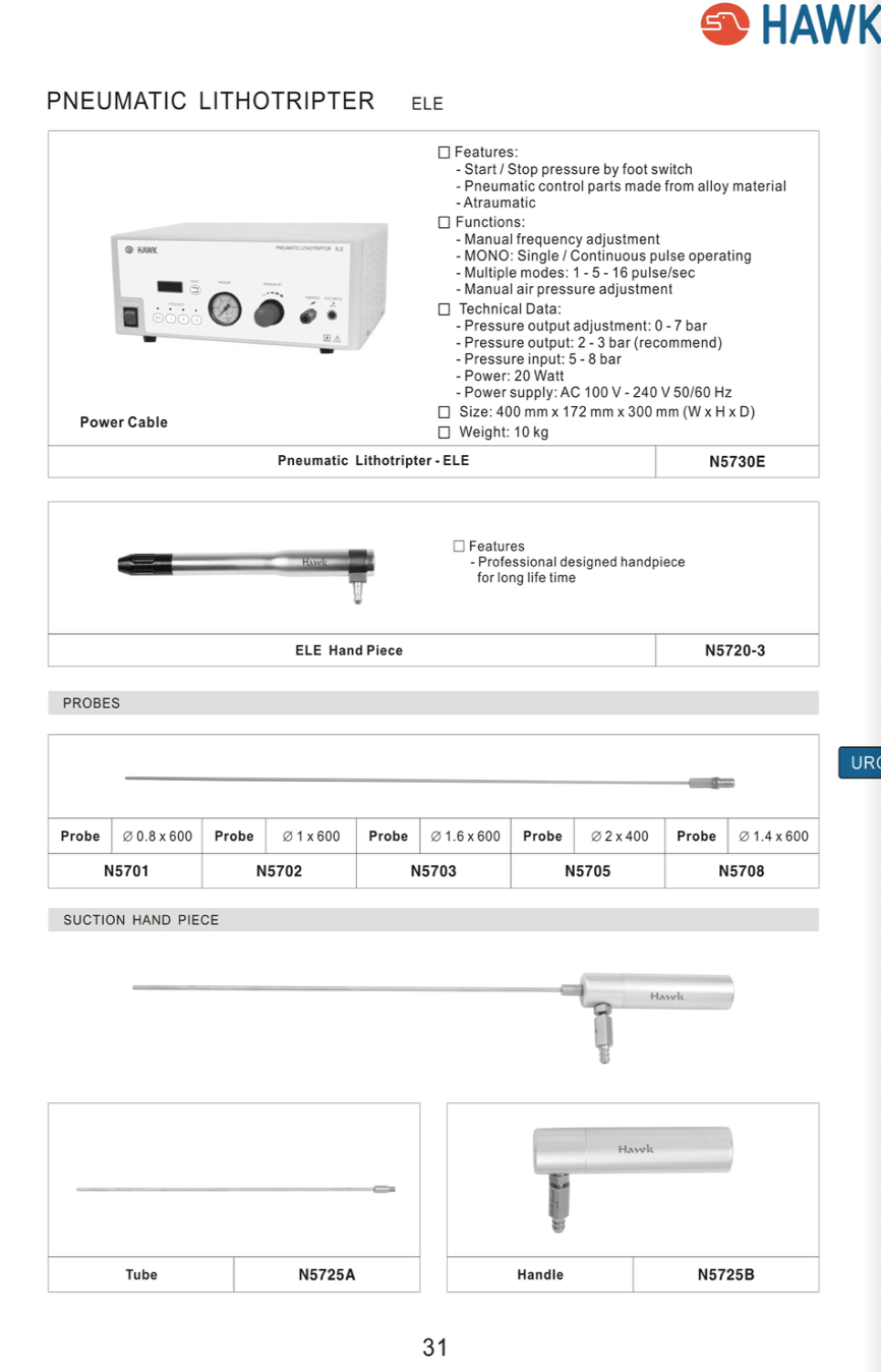 Pnevmatik Litotripter - Pneumatic Lithotripter